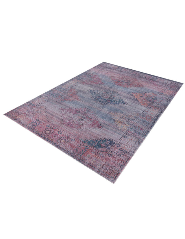 Washable Antique Blue 9' 2 x 12' Sisu Rectangle Area Rug Easy to Clean Stain Resistant & Durable Polyester Chenille Distressed Vintage Look Carpet for Sale at Rug Engine