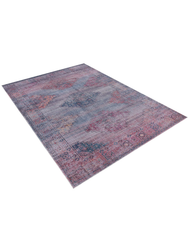 Washable Antique Blue 9' 2 x 12' Sisu Rectangle Area Rug Easy to Clean Stain Resistant & Durable Polyester Chenille Distressed Vintage Look Carpet for Sale at Rug Engine