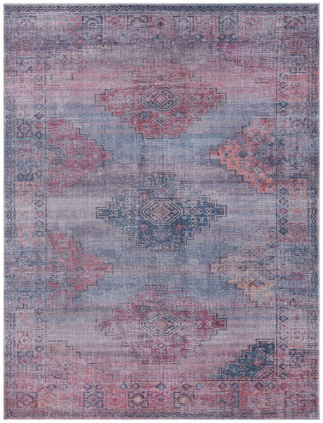 Washable Antique Blue 9' 2 x 12' Sisu Rectangle Area Rug Easy to Clean Stain Resistant & Durable Polyester Chenille Distressed Vintage Look Carpet for Sale at Rug Engine