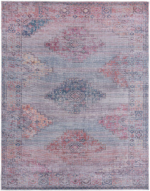 Washable Antique Blue 7' 10 x 10' Sisu Rectangle Area Rug Easy to Clean Stain Resistant & Durable Polyester Chenille Distressed Vintage Look Carpet for Sale at Rug Engine