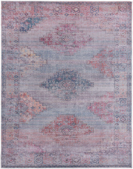 Washable Antique Blue 7' 10 x 10' Sisu Rectangle Area Rug Easy to Clean Stain Resistant & Durable Polyester Chenille Distressed Vintage Look Carpet for Sale at Rug Engine