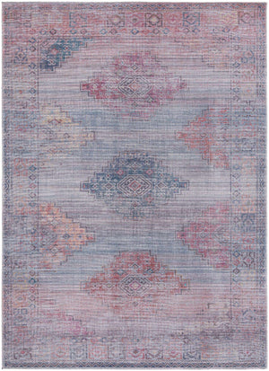 Washable Antique Blue 7' 3 x 10' Sisu Rectangle Area Rug Easy to Clean Stain Resistant & Durable Polyester Chenille Distressed Vintage Look Carpet for Sale at Rug Engine