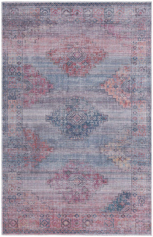 Washable Antique Blue 5' 3 x 8' Sisu Rectangle Area Rug Easy to Clean Stain Resistant & Durable Polyester Chenille Distressed Vintage Look Carpet for Sale at Rug Engine