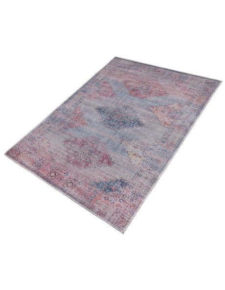 Washable Antique Blue 3' 3 x 5' 3 Sisu Rectangle Area Rug Easy to Clean Stain Resistant & Durable Polyester Chenille Distressed Vintage Look Carpet for Sale at Rug Engine