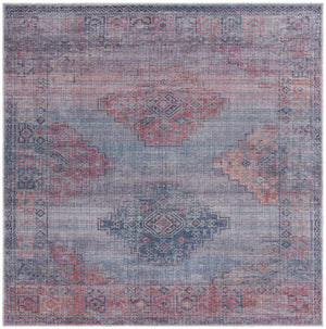 Washable Antique Blue 7' 3 x 7' 3 Sisu Square Area Rug Easy to Clean Stain Resistant & Durable Polyester Chenille Distressed Vintage Look Carpet for Sale at Rug Engine
