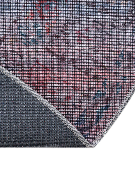 Washable Antique Blue 3' 11 x 3' 11 Sisu Round Area Rug Easy to Clean Stain Resistant & Durable Polyester Chenille Distressed Vintage Look Carpet for Sale at Rug Engine