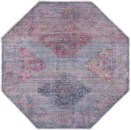 Antique Blue 5' 3 x 5' 3 Sisu Washable Octagon Rug