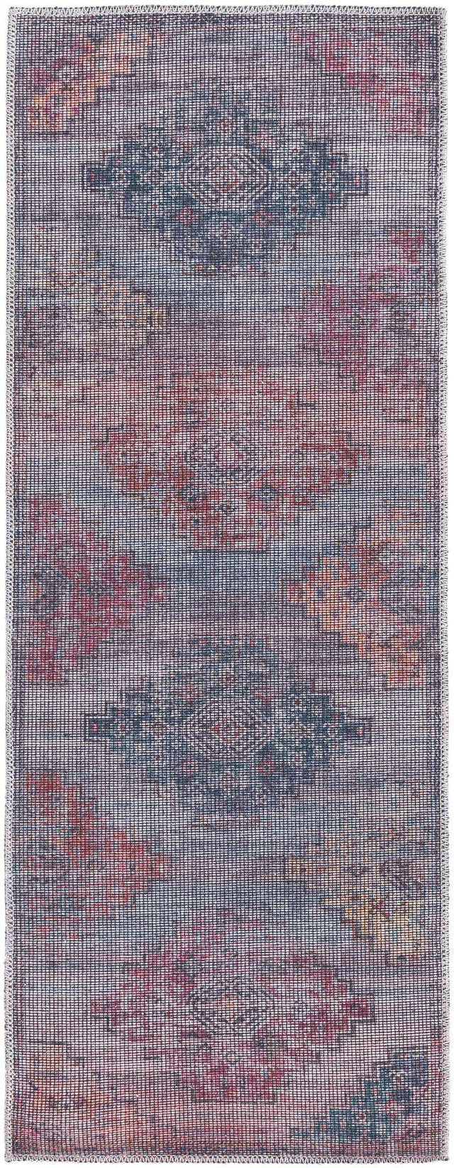 Washable Antique Blue 2' x 5' Sisu Runner Area Rug Easy to Clean Stain Resistant & Durable Polyester Chenille Distressed Vintage Look Carpet for Sale at Rug Engine