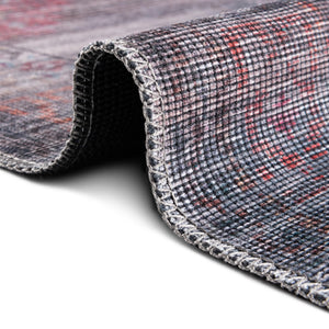 Washable Antique Blue 2' 7 x 12' Sisu Runner Area Rug Easy to Clean Stain Resistant & Durable Polyester Chenille Distressed Vintage Look Carpet for Sale at Rug Engine