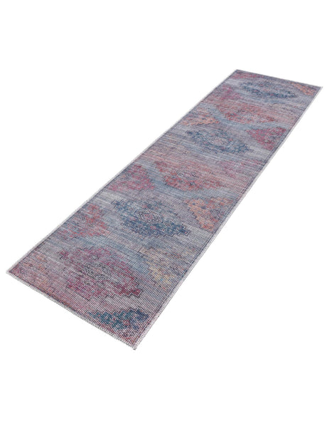 Washable Antique Blue 2' x 7' 10 Sisu Runner Area Rug Easy to Clean Stain Resistant & Durable Polyester Chenille Distressed Vintage Look Carpet for Sale at Rug Engine