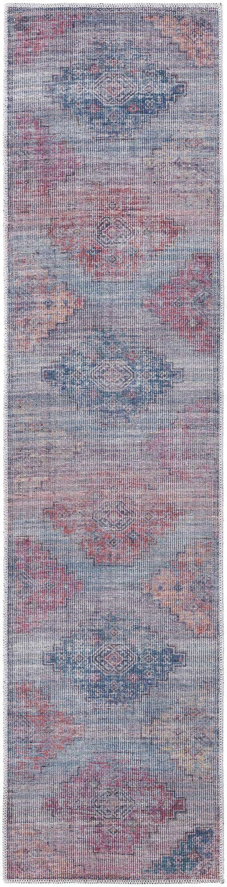 Antique Blue 2' x 8' Sisu Washable Runner Rug