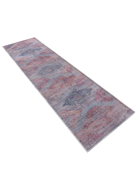 Washable Antique Blue 2' x 10' Sisu Runner Area Rug Easy to Clean Stain Resistant & Durable Polyester Chenille Distressed Vintage Look Carpet for Sale at Rug Engine