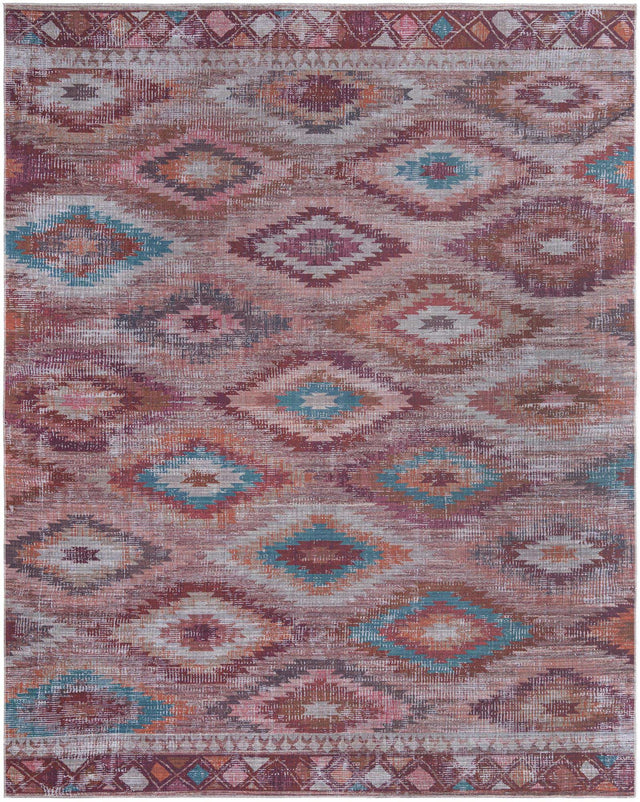 Washable Terracotta 10' 6 x 13' Sisu Rectangle Area Rug Easy to Clean Stain Resistant & Durable Polyester Chenille Distressed Vintage Look Carpet for Sale at Rug Engine