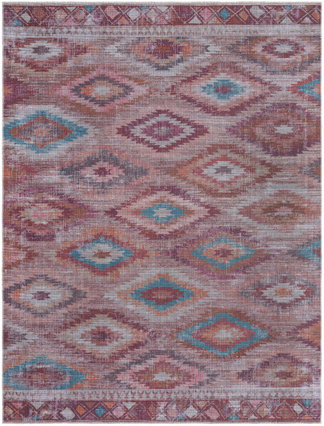 Washable Terracotta 9' 2 x 12' Sisu Rectangle Area Rug Easy to Clean Stain Resistant & Durable Polyester Chenille Distressed Vintage Look Carpet for Sale at Rug Engine