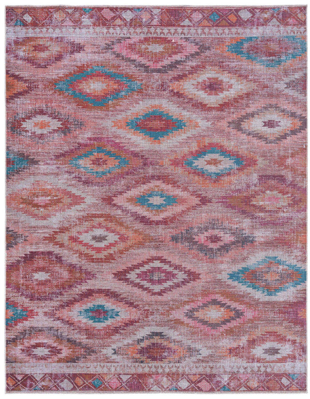 Washable Terracotta 7' 10 x 10' Sisu Rectangle Area Rug Easy to Clean Stain Resistant & Durable Polyester Chenille Distressed Vintage Look Carpet for Sale at Rug Engine