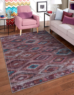 Washable Terracotta 3' 3 x 5' 3 Sisu Rectangle Area Rug Easy to Clean Stain Resistant & Durable Polyester Chenille Distressed Vintage Look Carpet for Sale at Rug Engine