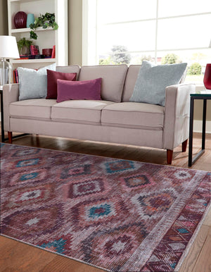 Washable Terracotta 7' 3 x 10' Sisu Rectangle Area Rug Easy to Clean Stain Resistant & Durable Polyester Chenille Distressed Vintage Look Carpet for Sale at Rug Engine