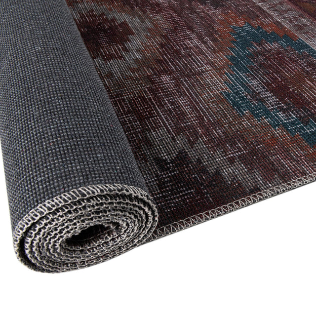 Washable Terracotta 9' 2 x 12' Sisu Rectangle Area Rug Easy to Clean Stain Resistant & Durable Polyester Chenille Distressed Vintage Look Carpet for Sale at Rug Engine