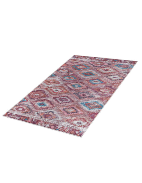 Washable Terracotta 3' 3 x 5' 3 Sisu Rectangle Area Rug Easy to Clean Stain Resistant & Durable Polyester Chenille Distressed Vintage Look Carpet for Sale at Rug Engine
