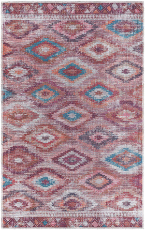 Washable Terracotta 3' 3 x 5' 3 Sisu Rectangle Area Rug Easy to Clean Stain Resistant & Durable Polyester Chenille Distressed Vintage Look Carpet for Sale at Rug Engine