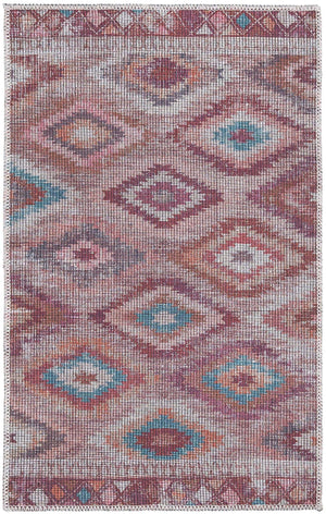 Washable Terracotta 2' x 3' Sisu Rectangle Area Rug Easy to Clean Stain Resistant & Durable Polyester Chenille Distressed Vintage Look Carpet for Sale at Rug Engine