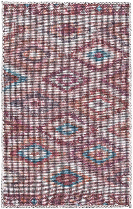Washable Terracotta 2' x 3' Sisu Rectangle Area Rug Easy to Clean Stain Resistant & Durable Polyester Chenille Distressed Vintage Look Carpet for Sale at Rug Engine