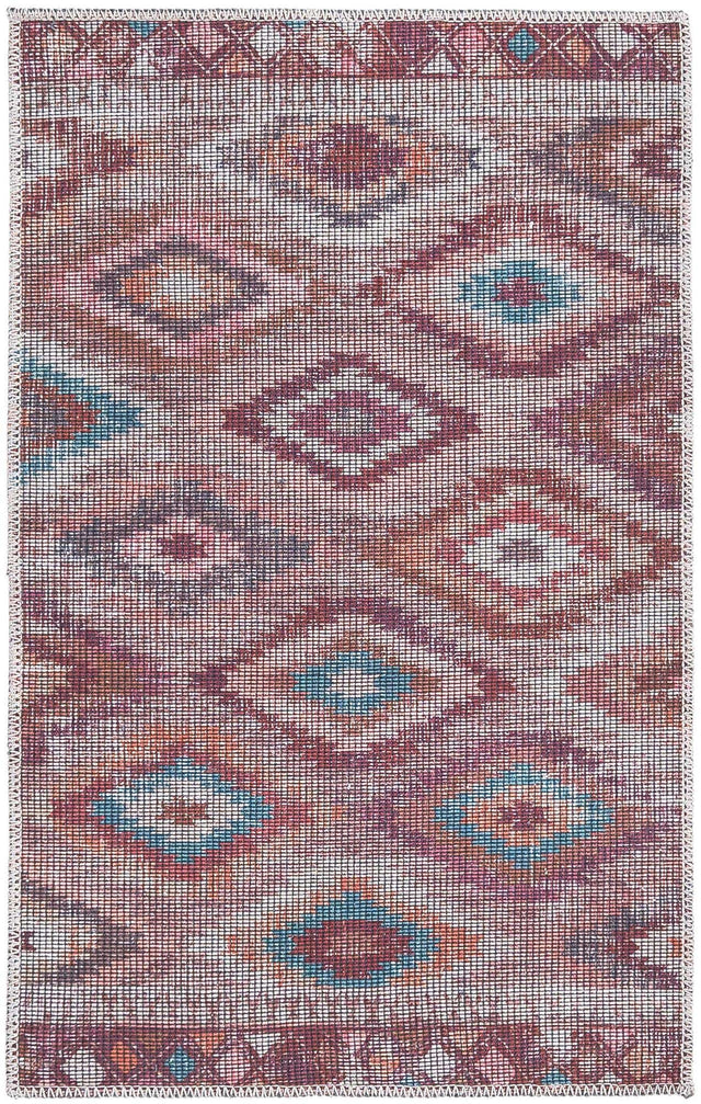 Washable Terracotta 2' x 3' Sisu Rectangle Area Rug Easy to Clean Stain Resistant & Durable Polyester Chenille Distressed Vintage Look Carpet for Sale at Rug Engine