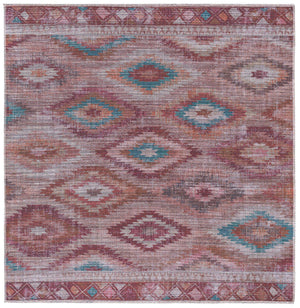 Washable Terracotta 5' 3 x 5' 3 Sisu Square Area Rug Easy to Clean Stain Resistant & Durable Polyester Chenille Distressed Vintage Look Carpet for Sale at Rug Engine