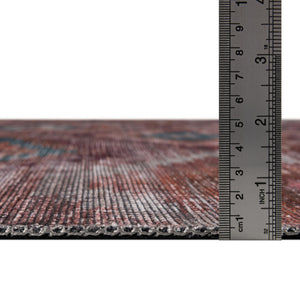 Washable Terracotta 5' 3 x 5' 3 Sisu Square Area Rug Easy to Clean Stain Resistant & Durable Polyester Chenille Distressed Vintage Look Carpet for Sale at Rug Engine