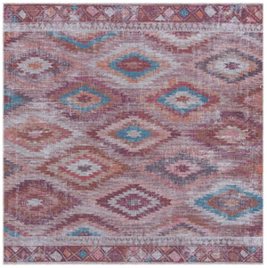Washable Terracotta 7' 10 x 7' 10 Sisu Square Area Rug Easy to Clean Stain Resistant & Durable Polyester Chenille Distressed Vintage Look Carpet for Sale at Rug Engine