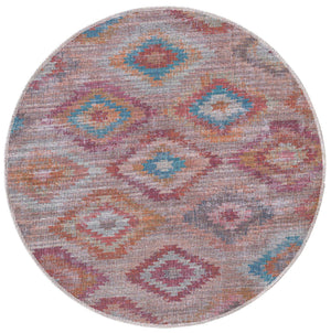 Washable Terracotta 3' 3 x 3' 3 Sisu Round Area Rug Easy to Clean Stain Resistant & Durable Polyester Chenille Distressed Vintage Look Carpet for Sale at Rug Engine
