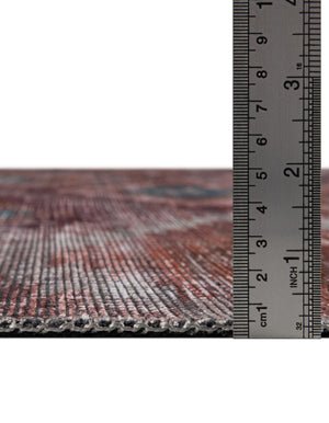Washable Terracotta 7' 10 x 7' 10 Sisu Round Area Rug Easy to Clean Stain Resistant & Durable Polyester Chenille Distressed Vintage Look Carpet for Sale at Rug Engine