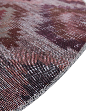 Washable Terracotta 7' 10 x 7' 10 Sisu Round Area Rug Easy to Clean Stain Resistant & Durable Polyester Chenille Distressed Vintage Look Carpet for Sale at Rug Engine