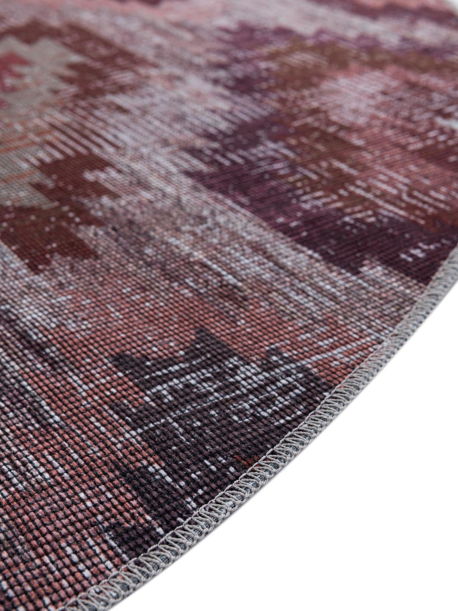 Washable Terracotta 3' 3 x 3' 3 Sisu Round Area Rug Easy to Clean Stain Resistant & Durable Polyester Chenille Distressed Vintage Look Carpet for Sale at Rug Engine