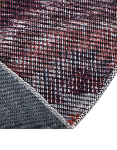 Washable Terracotta 3' 11 x 3' 11 Sisu Round Area Rug Easy to Clean Stain Resistant & Durable Polyester Chenille Distressed Vintage Look Carpet for Sale at Rug Engine