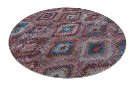 Washable Terracotta 7' 10 x 7' 10 Sisu Round Area Rug Easy to Clean Stain Resistant & Durable Polyester Chenille Distressed Vintage Look Carpet for Sale at Rug Engine