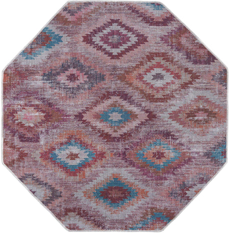 Washable Terracotta 5' 3 x 5' 3 Sisu Octagon Area Rug Easy to Clean Stain Resistant & Durable Polyester Chenille Distressed Vintage Look Carpet for Sale at Rug Engine