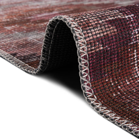 Washable Terracotta 2' x 6' Sisu Runner Area Rug Easy to Clean Stain Resistant & Durable Polyester Chenille Distressed Vintage Look Carpet for Sale at Rug Engine