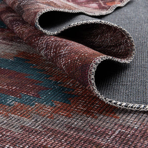 Washable Terracotta 2' x 6' Sisu Runner Area Rug Easy to Clean Stain Resistant & Durable Polyester Chenille Distressed Vintage Look Carpet for Sale at Rug Engine