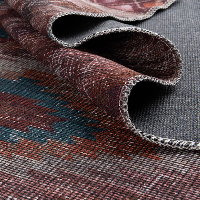 Washable Terracotta 2' x 10' Sisu Runner Area Rug Easy to Clean Stain Resistant & Durable Polyester Chenille Distressed Vintage Look Carpet for Sale at Rug Engine