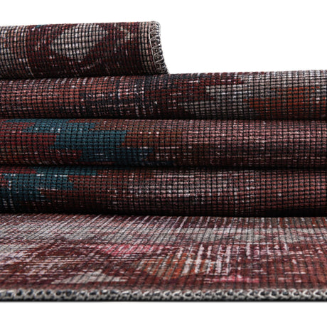 Washable Terracotta 2' x 10' Sisu Runner Area Rug Easy to Clean Stain Resistant & Durable Polyester Chenille Distressed Vintage Look Carpet for Sale at Rug Engine