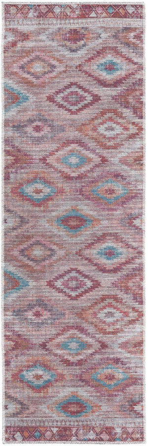 Washable Terracotta 2' x 6' Sisu Runner Area Rug Easy to Clean Stain Resistant & Durable Polyester Chenille Distressed Vintage Look Carpet for Sale at Rug Engine