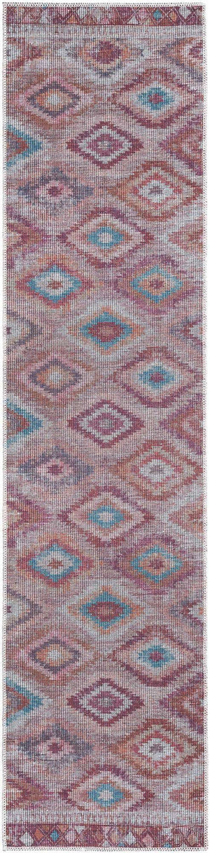 Washable Terracotta 2' x 7' 10 Sisu Runner Area Rug Easy to Clean Stain Resistant & Durable Polyester Chenille Distressed Vintage Look Carpet for Sale at Rug Engine