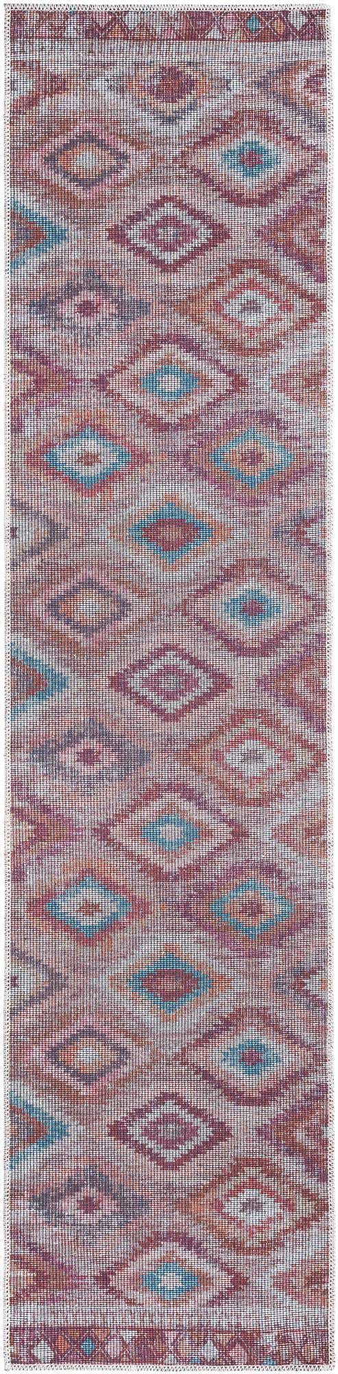 Washable Terracotta 2' x 7' 10 Sisu Runner Area Rug Easy to Clean Stain Resistant & Durable Polyester Chenille Distressed Vintage Look Carpet for Sale at Rug Engine