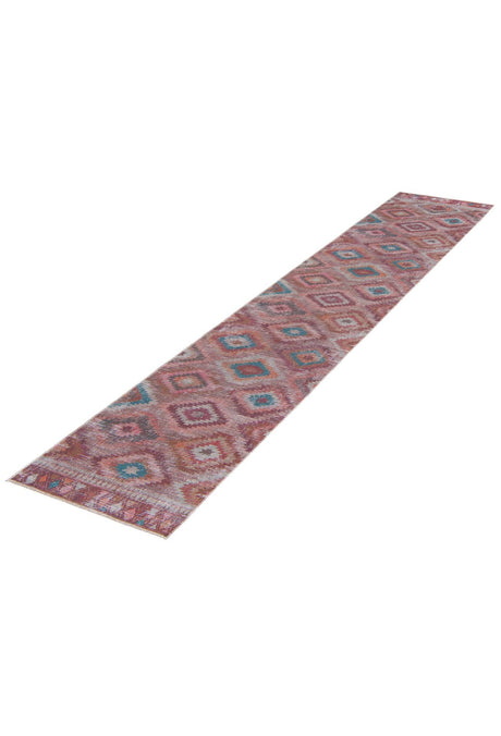 Washable Terracotta 2' 7 x 12' Sisu Runner Area Rug Easy to Clean Stain Resistant & Durable Polyester Chenille Distressed Vintage Look Carpet for Sale at Rug Engine