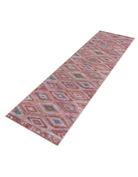 Washable Terracotta 2' 7 x 14' Sisu Runner Area Rug Easy to Clean Stain Resistant & Durable Polyester Chenille Distressed Vintage Look Carpet for Sale at Rug Engine