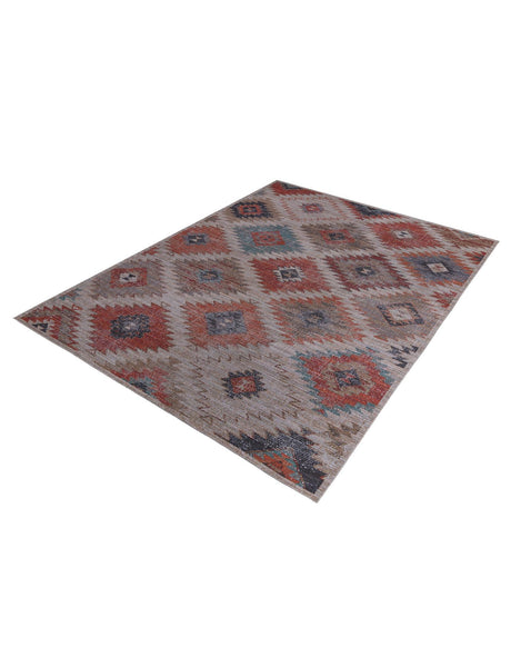 Washable Rust red and Beige 10' 6 x 13' Sisu Rectangle Area Rug Easy to Clean Stain Resistant & Durable Polyester Chenille Distressed Vintage Look Carpet for Sale at Rug Engine