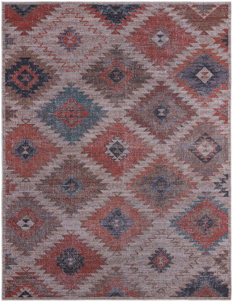 Rust red and Beige 9' 2 x 12' Sisu Washable Rectangle Rug