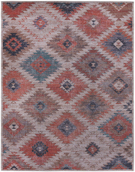 Rust red and Beige 8' x 10' Sisu Washable Rectangle Rug