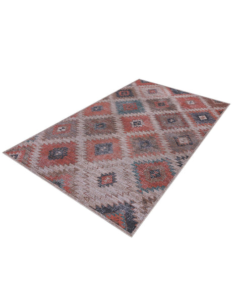 Washable Rust red and Beige 7' 3 x 10' Sisu Rectangle Area Rug Easy to Clean Stain Resistant & Durable Polyester Chenille Distressed Vintage Look Carpet for Sale at Rug Engine